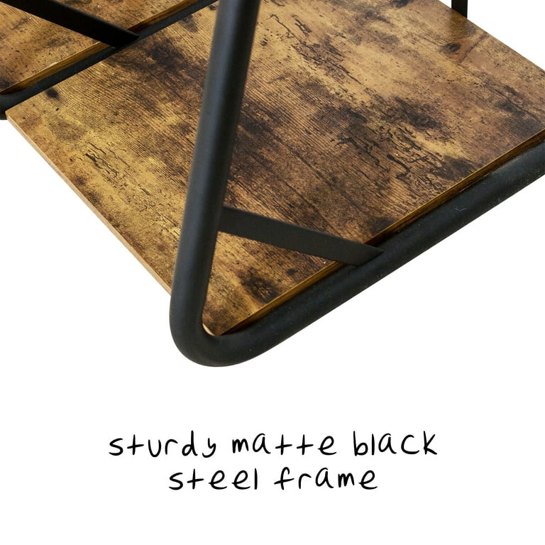Matte Black/Rustic Wood 3-Tier Z-Frame Shoe Rack