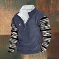 thumbnail image 2 of ZCFZJW Ethnic Style Print Long Sleeve Western Shirts for Men 1/4 Zip up Stand Collar Vintage Pattern Graphic Big and Tall Regular Fit Comfy Pullover Sweatshirts Trendy Athletic Tops Navy XXXL, 2 of 3