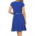 thumbnail image 3 of Women's Casual Solid Flared A Line Swing Dresses Short Sleeve with Satin Belt Trim, 3 of 6