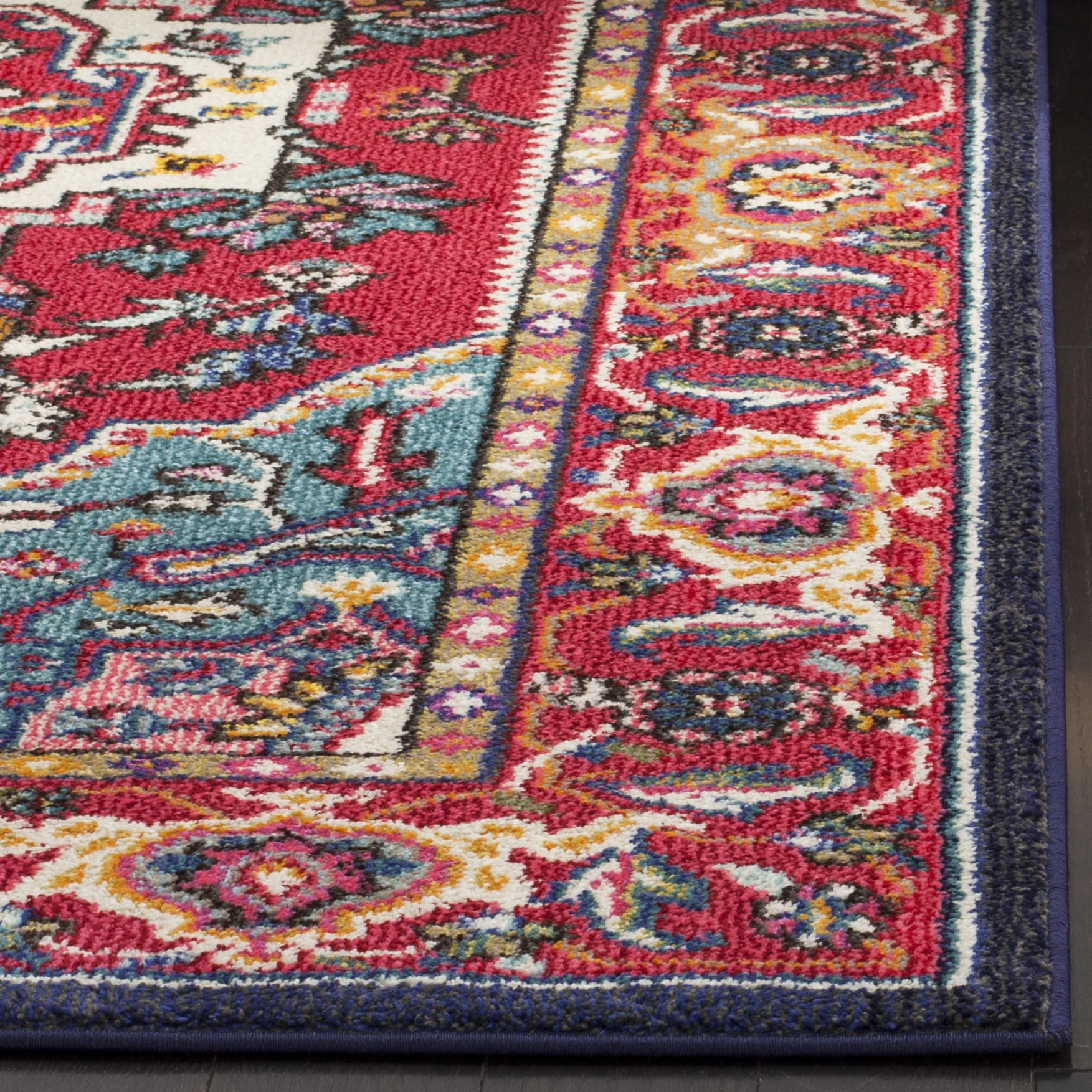 SAFAVIEH Monaco Vivyan Traditional Area Rug, Red/Turquoise, 3' x 5'