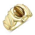 thumbnail image 4 of RYLOS Rings for Women 14K Yellow Gold Ring Solitaire 9X7MM Oval Gemstone with Satin Finish Band November Tiger Eye Jewelry Size 8, 4 of 8