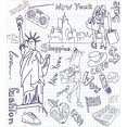 thumbnail image 3 of Ambesonne Sketch Art Duvet Cover Sets, Doodle Shopping New York, 2-Queen, Dark Purple and White, 3 of 7
