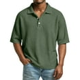 thumbnail image 2 of Qwertyu Short Sleeve Waffle Shirt Men Relaxed Fit Button Down Polo Shirts Collared Lightweight Big and Tall Golf Shirts Army Green 3XL, 2 of 8