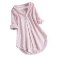 thumbnail image 1 of 2025 Femmes Chemises à Rayures Longues d'Haltérophilie Manches Longues Col Rabattu Bouton Coton T-Shirts à Manches Longues pour Femmes Haut Ample Chemises Blouse, 1 of 5