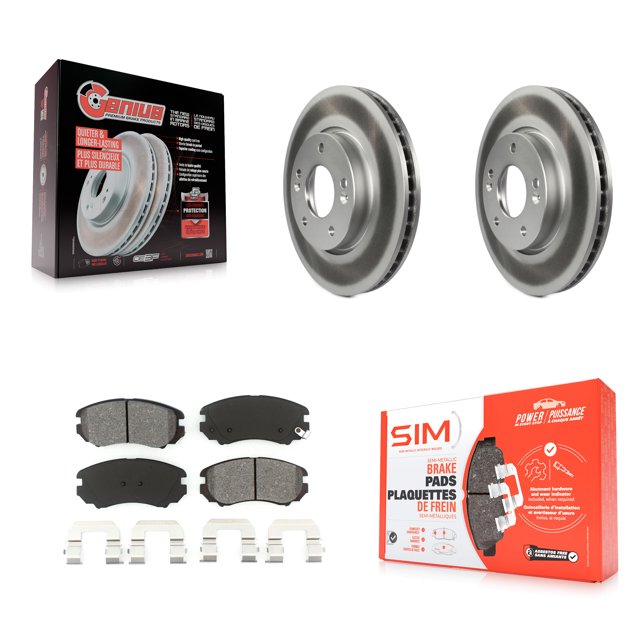 Transit Auto Front Coated Disc Brake Rotors and Semi-Metallic Pads Kit for Car 2010-2011 Kia Soul 2.0L KGS-100429