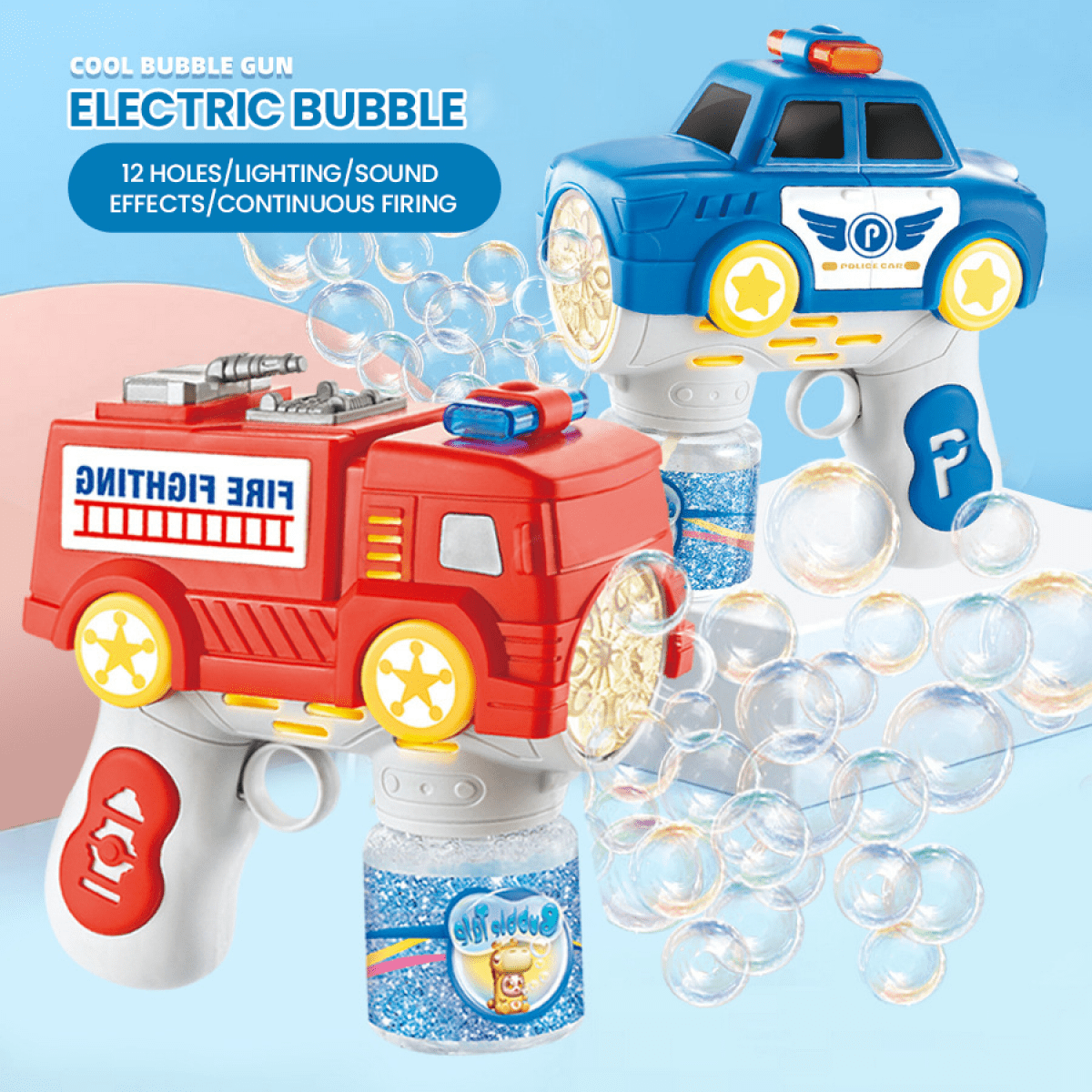 Fire Engine Bubbles Machine for Kids with 1000 Colorful Automatic Bubbles, Lights & Sound, Bubble Maker Blowers for Age 3+ Birthday Gifts