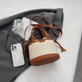 thumbnail image 4 of Bolso cruzados para mujer Bolso de cubo tejidos a la moda Bolso de hombro simples (marrón), 4 of 9
