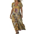 thumbnail image 2 of Xdegoge Women's Summer Dresses 2025 Casual Maxi Dress Short Sleeve V Neck Flowy Sundress Split Loose Long Tshirt Dress Soft Comfy Beach Vacation Sun Dresses Activewear, 2 of 5
