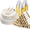 Gold, variant on Goodluck Disposable Plastic Dinnerware Set 350 Pieces for 50 Guests Clear Gold Rim Fancy Disposable Plates for Wedding and Party