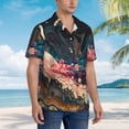 thumbnail image 3 of Fotbe Abstract Peacock Painting Camisa Hawaiana para Hombre Unisex – Camisa Casual de Verano con Botones de Manga Corta de Algodón y Lino,Medium, 3 of 7