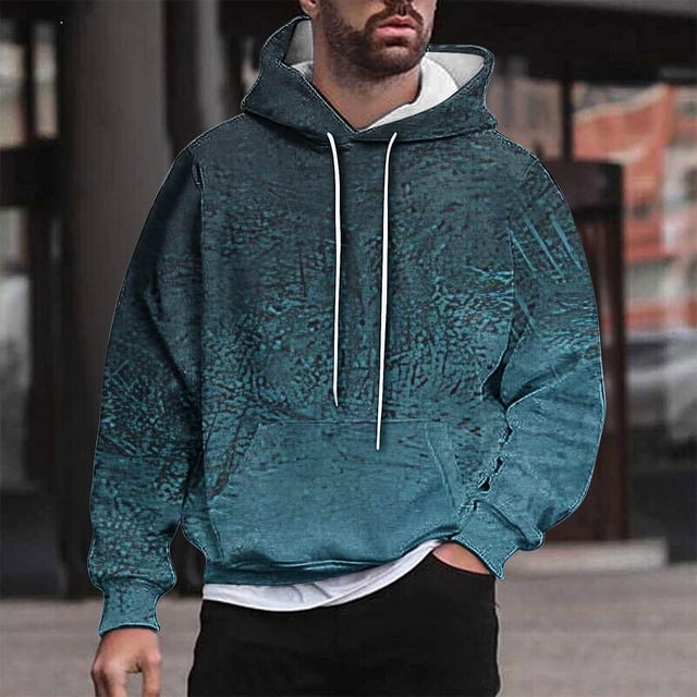 Sudadera con capucha para hombre, estilo casual, con cuello redondo, estampado, manga larga, blusa de poliéster