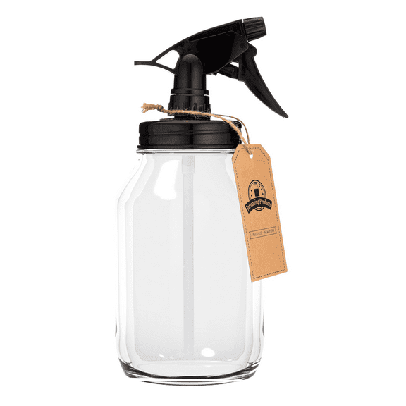 Jarmazing Products Mason Jar Sprayer – Black – With 32 Ounce Clear Mason Jar