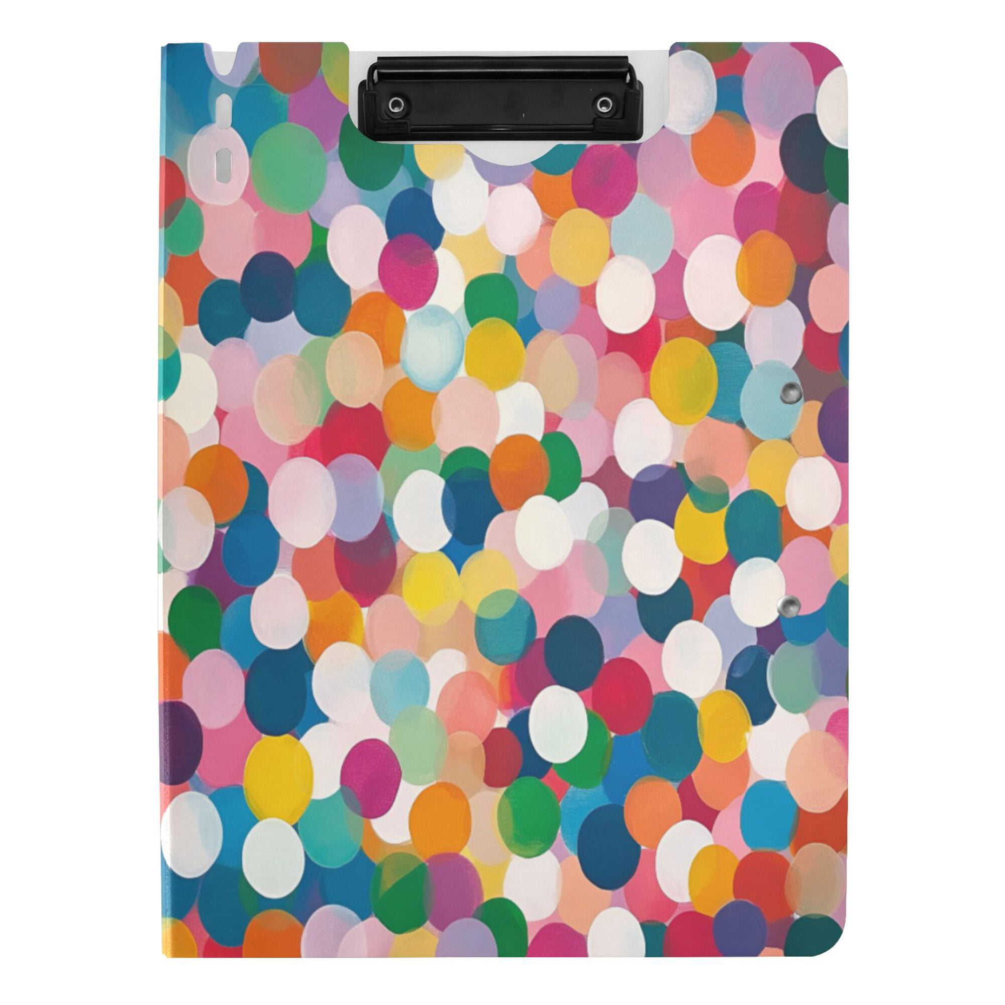 FORMRS A4 Clipboard Folder with Pen Holder Horizontal Foldable School Office Binder, Dark Colorful Circles