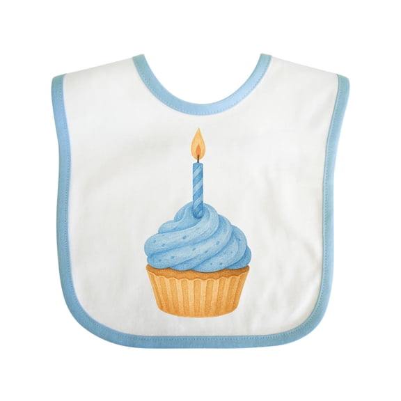 Inktastic Blue Cupcake with Candle First Birthday Celebration Boys or Girls Baby Bib