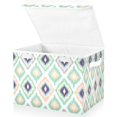 thumbnail image 2 of 40L Lidded Home Storage Bins Foldable Storage Box with Handle for Home Bedroom Closet, Light-colored Tie-dye Printed, 2 of 7