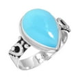 thumbnail image 1 of 925 Sterling Silver Ring For Women - Men Blue Chalcedony Gemstone Silver Ring Size 10.5 Elegant Silver Ring Size 10.5 Mothers' Day Gift For Mother 925 Silver Gemstone Jewelry, 1 of 5