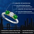 thumbnail image 2 of Gem Stone King 10K Two Tone Gold White Moissanite and Green Created Emerald Engagement Ring for Women | 2.18 Cttw | Round 5MM | Gemstone Birthstone | Size 5, 2 of 7