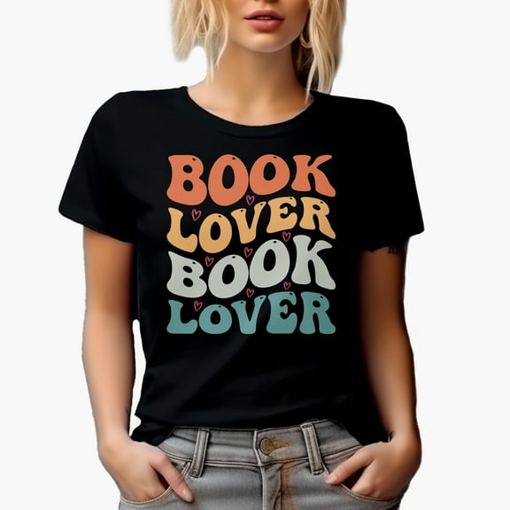 Book Lover, Reading Enthusiast or Someone Who Loves Books, Groovy Retro Wavy Text Merch Gift, Black T-Shirt, Small