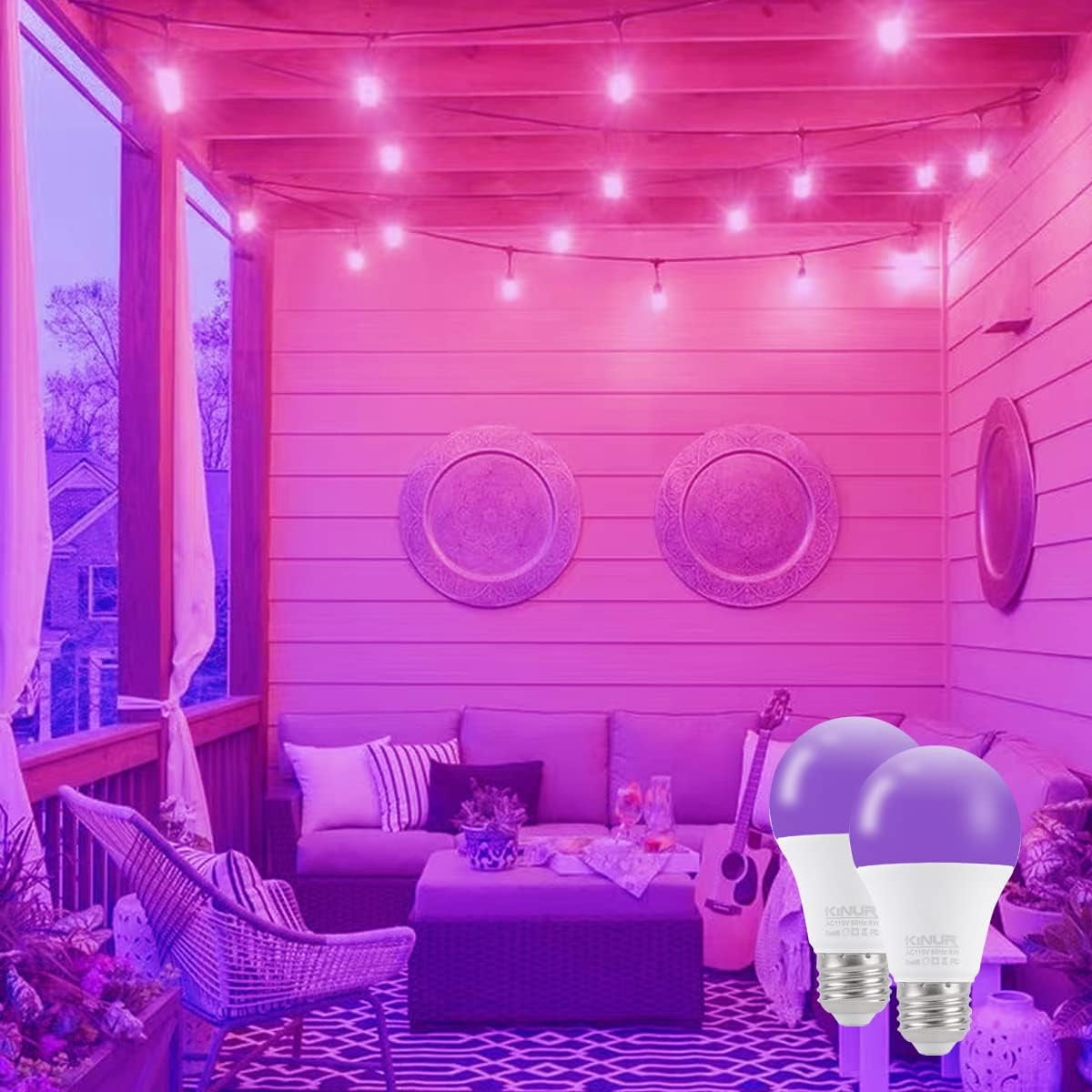 shiyou-Purple Light Bulb, A19 9W (60W Equivalent) Purple LED