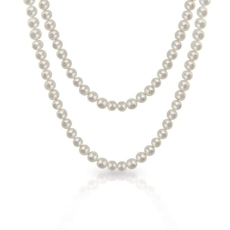 Round Endless Warp Layer Long Hand Knotted White Freshwater Cultured Pearl Rope Strand Necklace For Women 36 52 80 Inch