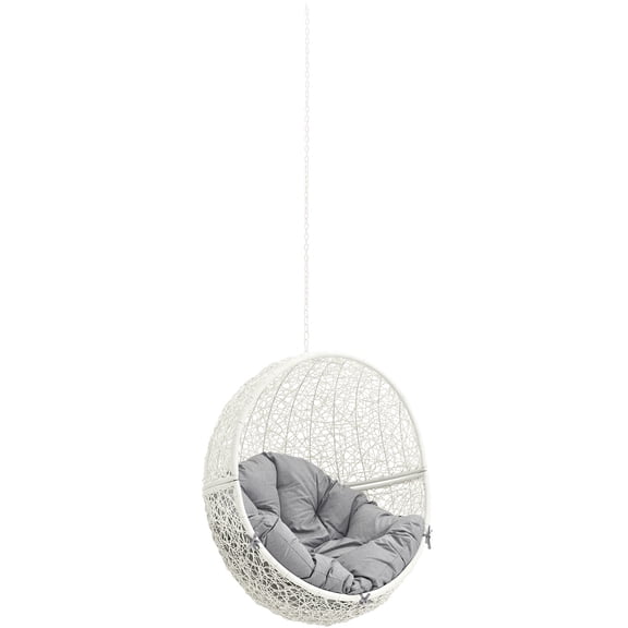 Modern Contemporary Urban Design Outdoor Patio Balcony Swing Chair, Grey White Gray, Rattan