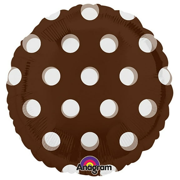 18 inch Circle - Dots Brown Foil Mylar Balloon - Party Supplies Decorations