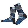 thumbnail image 2 of Pofeuu Indigo Patchwork Quilt Print Crew Socks, Adult Running Hiking Socks for Youth and Adult, 2 of 7