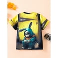 thumbnail image 2 of Kmbangi T-Shirts Dessin Animé Rabbit Imprimé Col Rond Manches Courtes Chemises Mode Décontractée Hauts pour Enfants Garçons Filles Été 6-13 Ans, 2 of 9