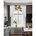 thumbnail image 3 of Strawberry Swag Valances for Windows, Small Curtains Drapes, Vintage Green Botanical Spring Floral Kitchen Window Curtains Over Sink Rod Pocket Window Treatment Valance for Bedroom/Bathroom 56"x36", 3 of 5