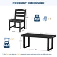thumbnail image 4 of SERWALL 5-Piece Outdoor Patio Dining Set, All-Weather HDPE Table and Chairs, Rectangular Table with Umbrella Hole, Seats 4, Low Maintenance,Black, 4 of 10