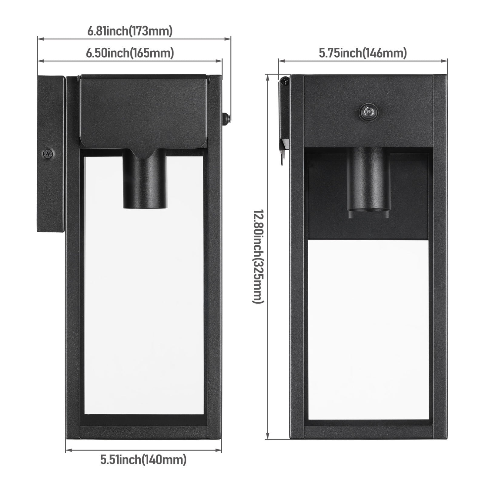 4 Pack Dusk to Dawn Outdoor Rectangular Wall Sconce with GFCI Outlet, E26 Base Exterior Wall Light, Max 60W, Waterproof Wall Mounted Porch Light