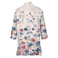 thumbnail image 4 of ZKIRBJV Summer Sweaters 3/4 Sleeve Cardigan for Women Lightweight Open Front Shrug Ruffle Cardigan Floral Print Dressy Casual Kimono Cardigan Pink S, 4 of 4