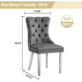 thumbnail image 6 of Velvet Dining Chairs Set of 6, Upholstered Tufted Dining Chairs with Stainless Steel Legs & Pull Ring for Dining Room, Living Room, 6 of 6