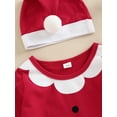 thumbnail image 4 of Mameluco NavideñO Para BebéS NiñOs Y NiñAs Manga Larga, Retazos A Rayas, Con Pies/Sin Pies, Mono + Sombrero XBTCLXEBCO Rojo Sin Pies;3-6 Meses, 4 of 6