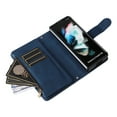 thumbnail image 5 of Dteck Samsung Galaxy Z Fold 3 5G Wallet Case with Removable Adjustable Crossbody Necklace Lanyard Shoulder Strap + Wristlet Strap, 9 Card Slots with Zipper Pocket PU Leather Case, Blue, 5 of 13