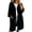 Black, variant on Open Front Hooded Knit Cardigan Sweater for Women Mid Length 3/4 Sleeve Button Down Casual Long Sweater Coat with Pockets