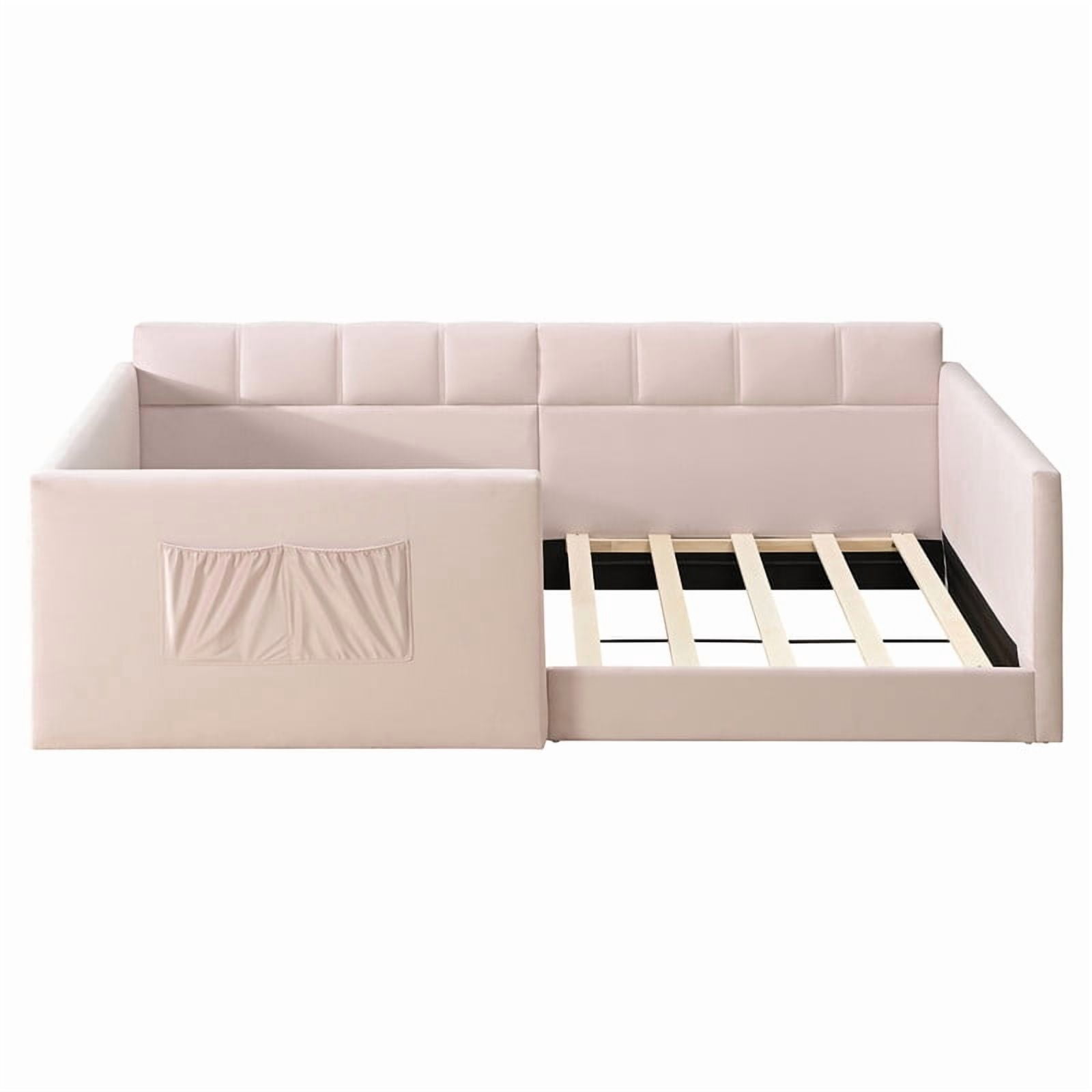 Twin Size Velvet Daybed with 2 Storage Pockets, Upholstered Guest Sofa Bed Frame with High & Padded Backrest