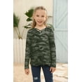 thumbnail image 4 of Sherrylily Kids Camouflage Stripe Long Sleeve Tops V Neck Criss Cross Tees Girls Casual Blouse（4-15T）, 4 of 7