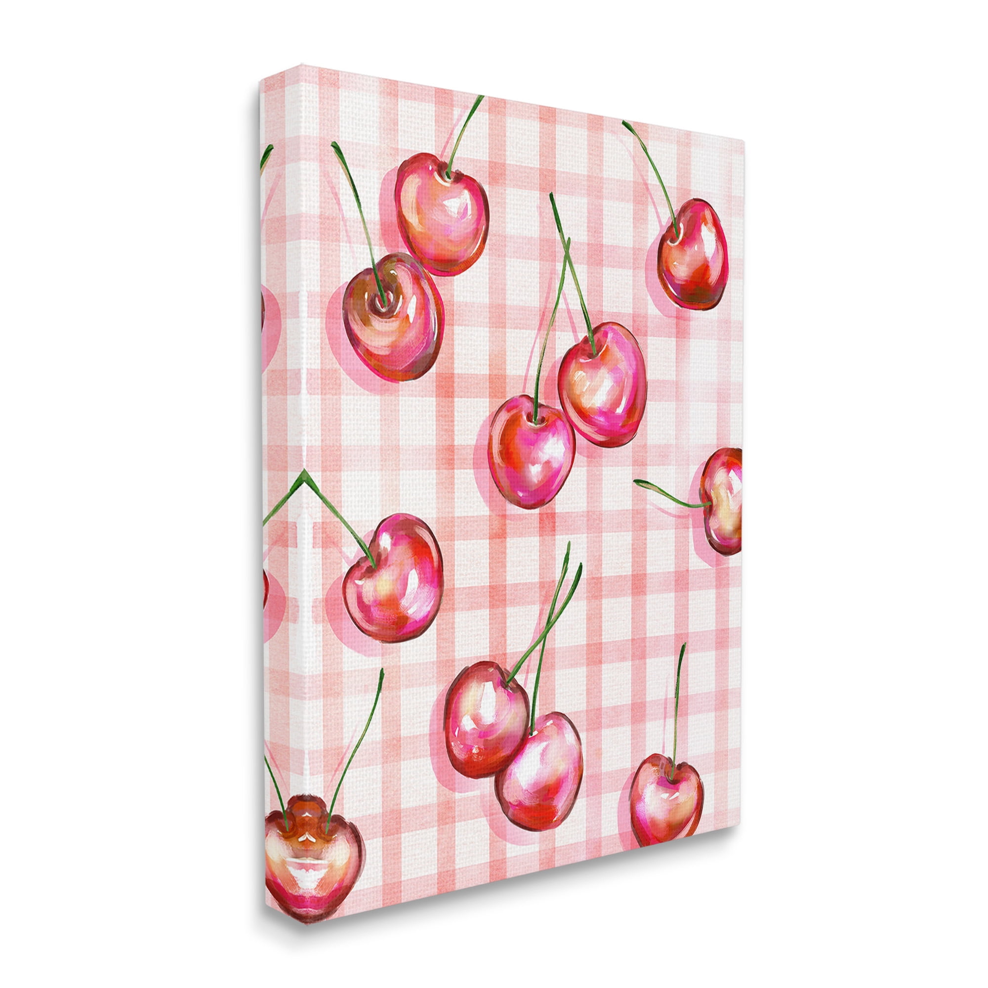 Stupell Industries Gingham Pattern Cherries Food & Beverage Painting Gallery Wrapped Canvas Art Print Wall Art, 30 x 40