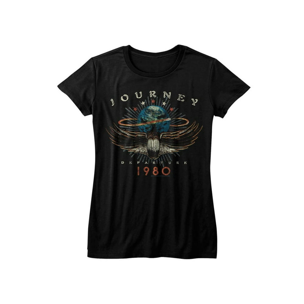 American Classics Journey 1980 Black Womens Distressed TShirt Tee