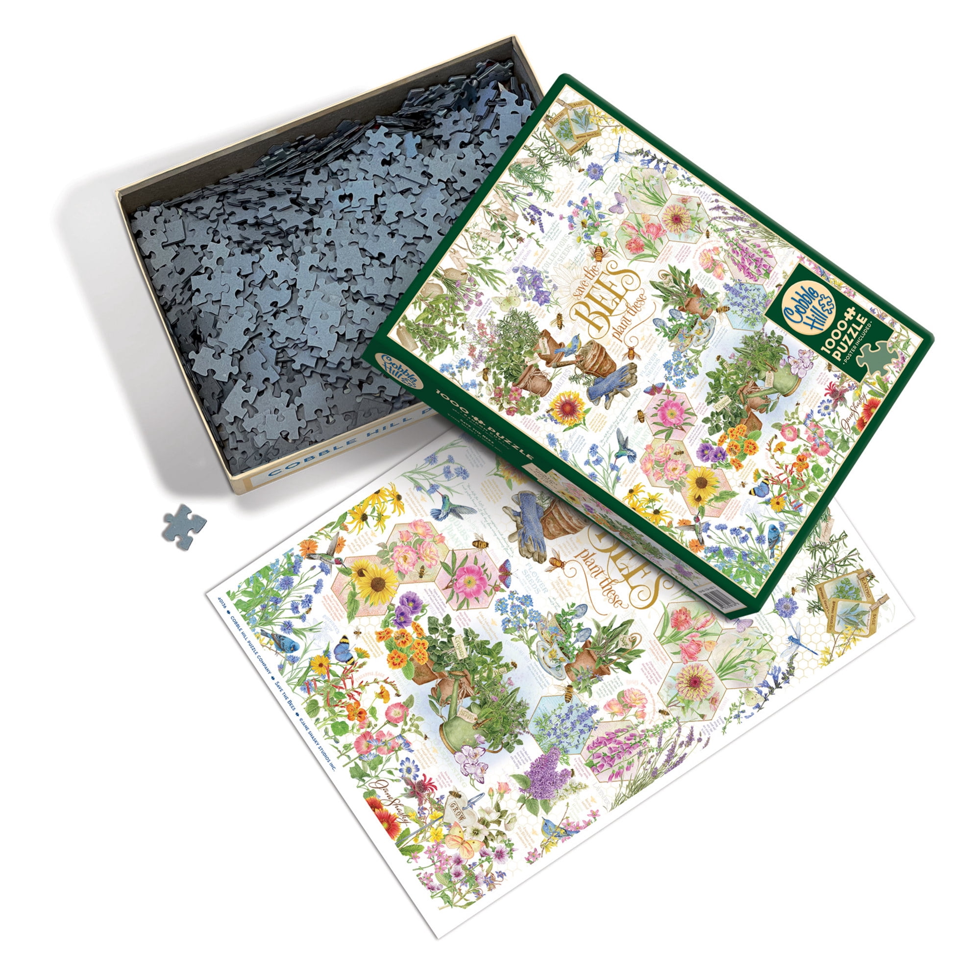 Cobble Hill 1000 Piece Puzzle: Save the Bees - Reference Poster Included, High Quality Jigsaw, Earth Friendly Materials