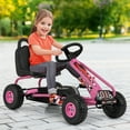 thumbnail image 4 of Gymax Kart à Pédales pour Enfants, Jouet à 4 Roues à Chevaucher avec Siège Réglable, Frein à Main, Rouge, 4 of 10