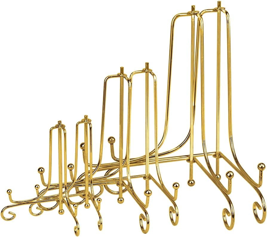 MesaSe 6 Pack Iron Display Stand,Gold Iron Easel Plate Holder Stand for
