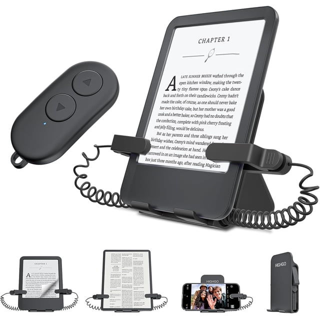 Volteador de página y soporte para Kindle Paperwhite Oasis eReaders, Clicker Page pátula hacia adelante y hacia atrás, accorios Kindle para iPhone, iPad, lectura de tabletas, grabación de video de