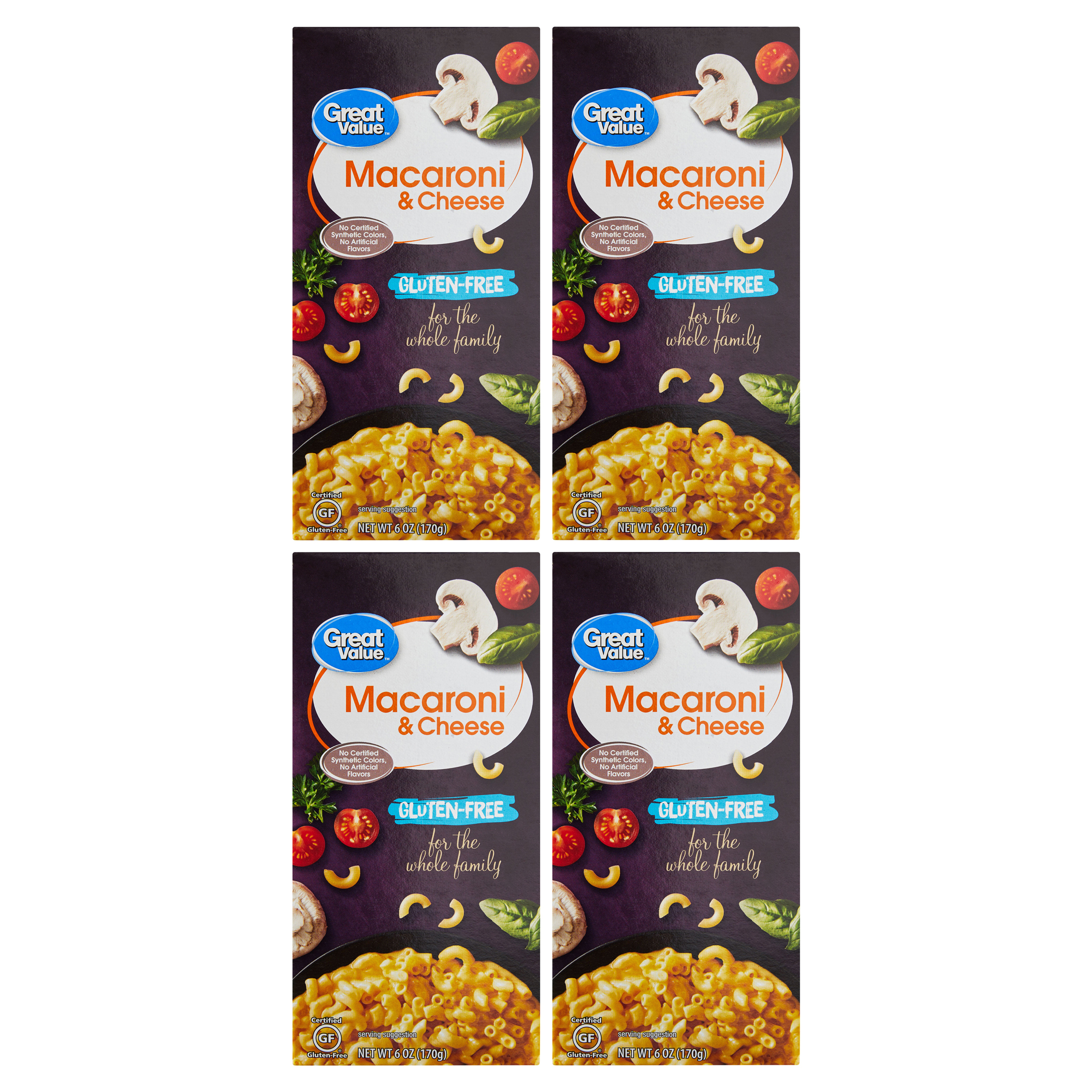(4 pack) Great Value GlutenFree Macaroni & Cheese, 6 oz