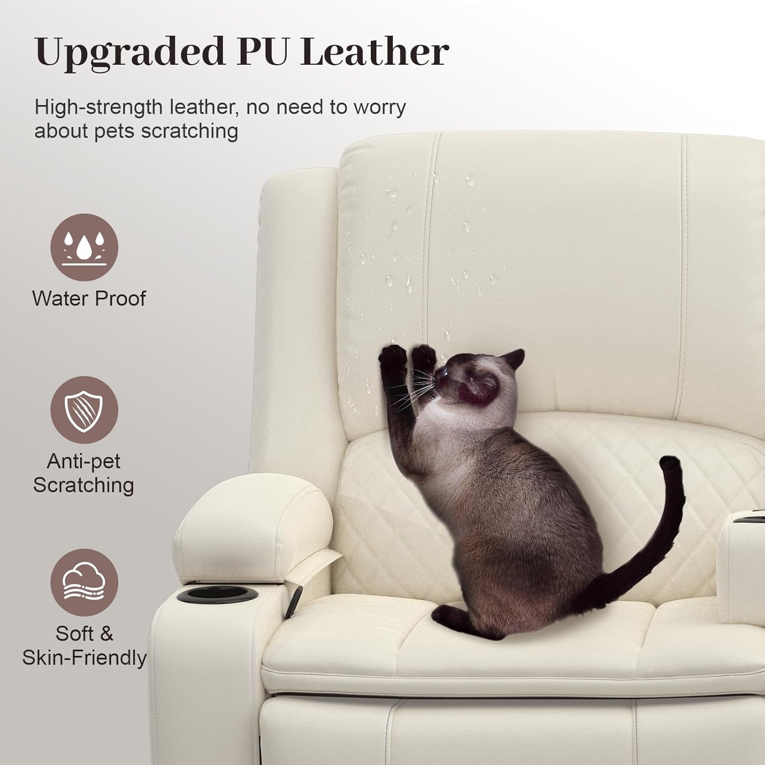 Loberfve Power Reclining Loveseat with Storage USB, Wall Hugger Recliner for Home Theater & RV, Removable Armrest, 2-Tier Cushion, White