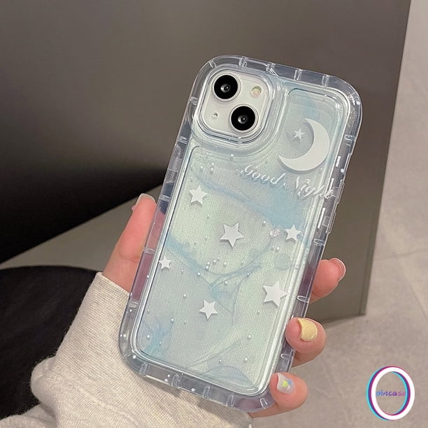 Funda De Teléfono De Pareja Compatible Con iPhone 8Plus 7Plus X XR 6Plus 11 Pro Max XS 11 13 12 14 Gradient Stars Moon Fantasy Cielo Estrellado Suave Tpu Airbag A Prueba De Golpes