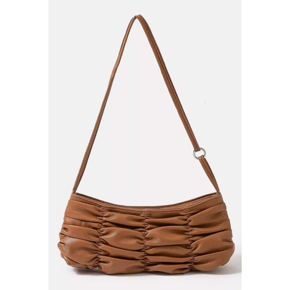 I am a Fashion Junky Fame Segmented Pleated Faux Leather Hand Bag - One Size