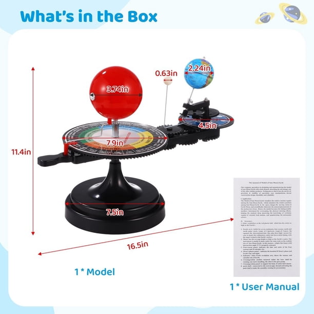 Modelo Orbital Sol-Tierra-Luna - Juguete Educativo De Astronomía, Material Didáctico Para Niños, Ideal Para Escuela Y Aprendizaje En Casa (Hecho En ABS, 26 Cm)