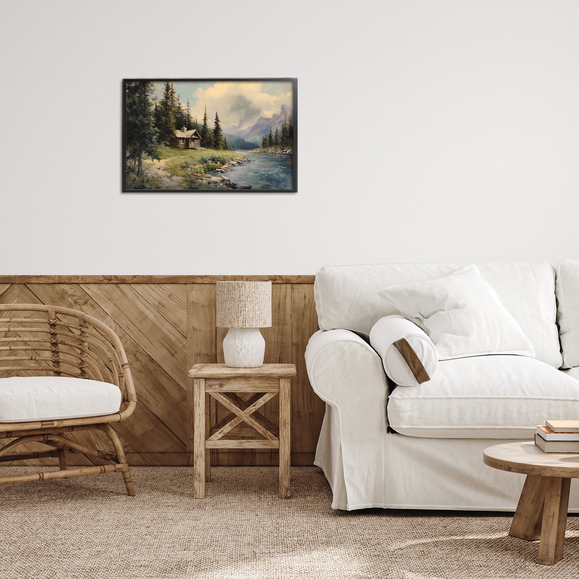 Stupell Industries Creek Cabin Riverside Retreat Black Framed Giclee Art, design by Franklyn Gregory